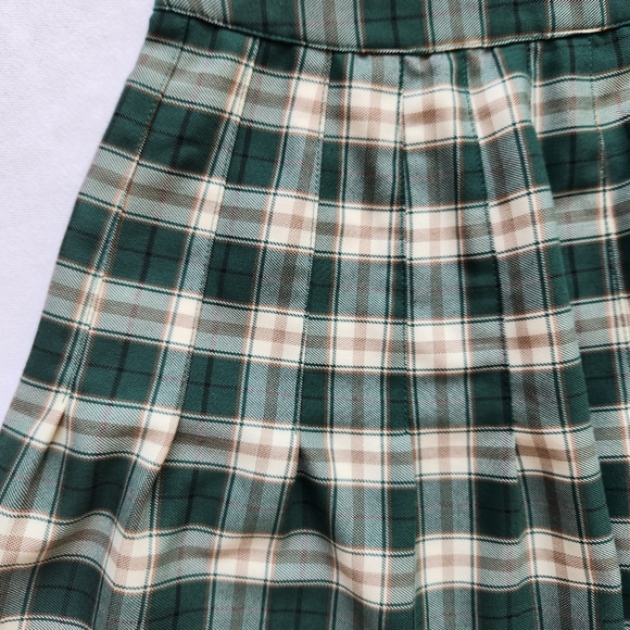 Urban Outfitters Green Plaid Pleated Schoolgirl Mini Skater Skirt Academia XS - Picture 5 of 14